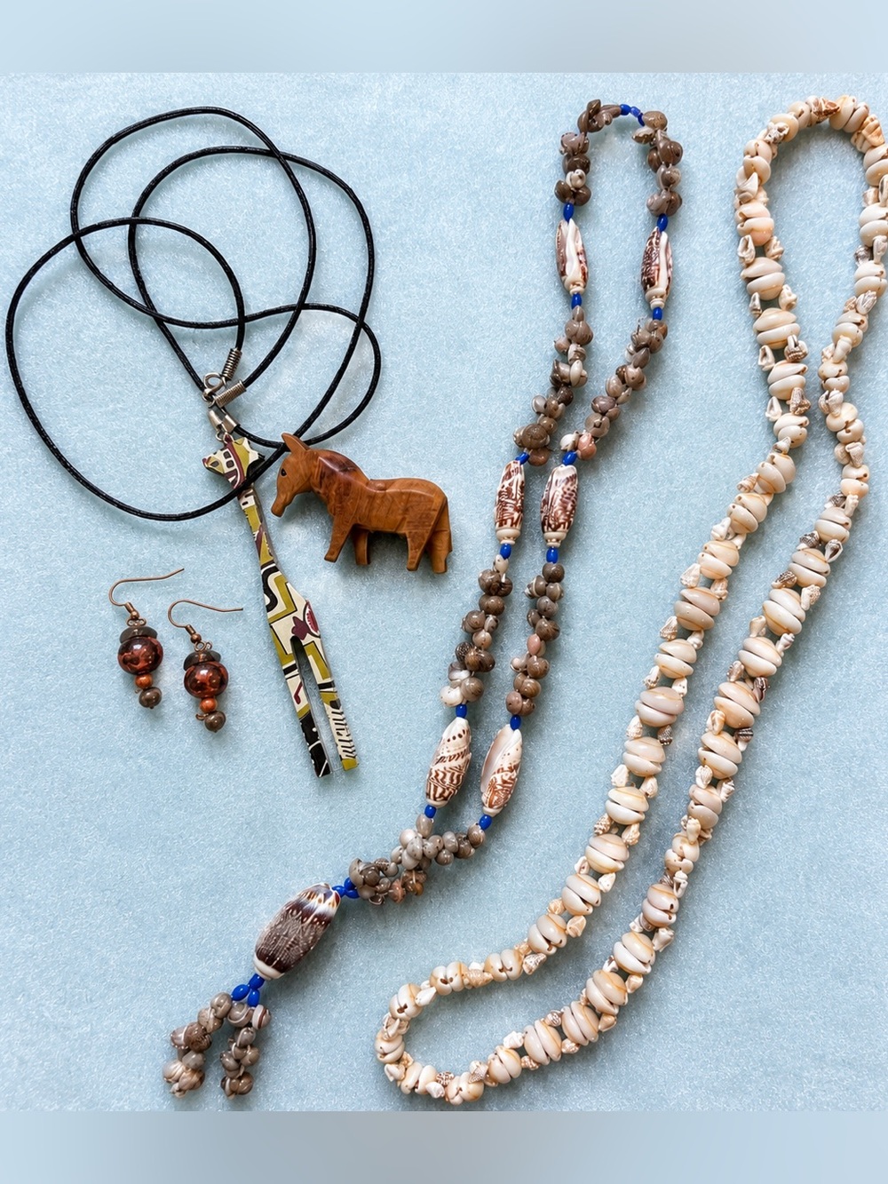 Handcrafted vintage Coastal Shell  Wood Jewelry Bundle - ethnic, tribal, coastal